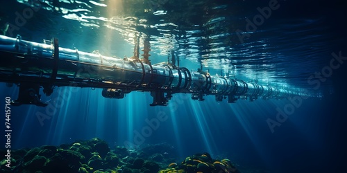 The title could be changed to "Underwater pipelines transporting oil and gas in deep ocean waters". Concept Underwater Pipelines, Oil and Gas Transportation, Deep Ocean, Marine Industry