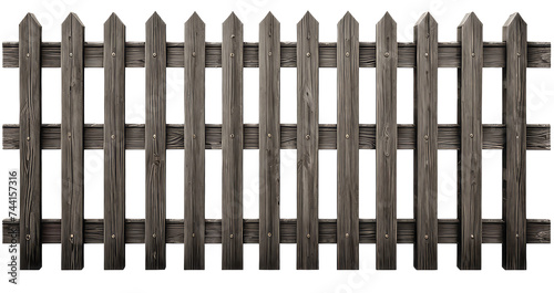 dark Wooden fence on white transparent background, AI-generated (PNG)