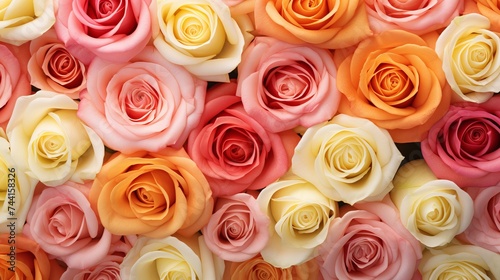 Background of pink orange and peach roses