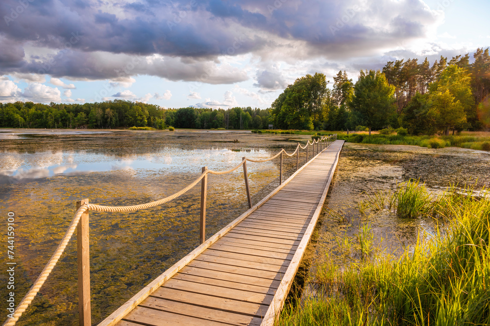 wooden bridge over the river