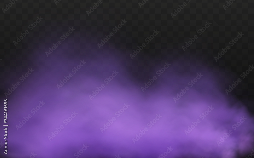 Scary mystical violet fog in night Halloween. Purple poisonous gas, dust and smoke effect.Realistic neon magic mist steam on a transparent dark background. Scary mystical violet fog in night Halloween. Purple poisonous gas, dust and smoke effect.Realistic neon magic mist steam on a transparent dark background.