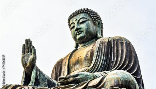 tian tan buddha or giant buddha statue at po lin monastery ngong ping lantau island hong kong china isolated on white background