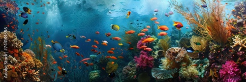 Vibrant underwater coral reef with tropical fish © David