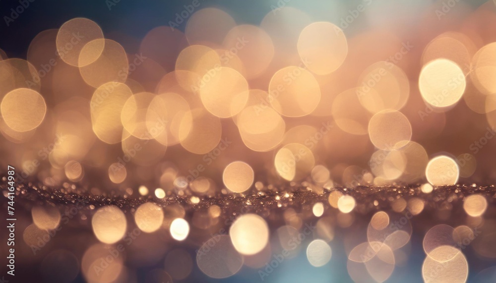 abstract background of blurred bokeh lights in a warm color palette ranging from light peach to deep gold creating a soft and dreamy feel - obrazy, fototapety, plakaty 