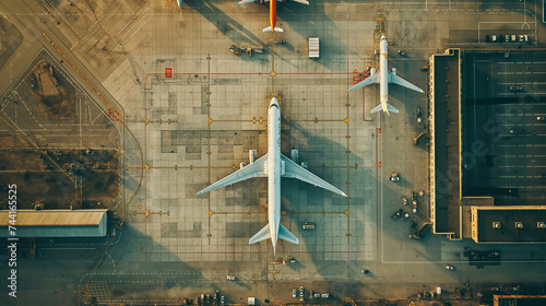 Aerial View of a Generic Airport with Jets