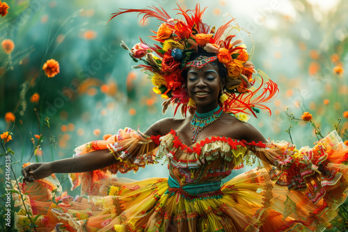 A festival of traditional dance, where participants adorned in colorful costumes whirl and leap, connecting past and present.