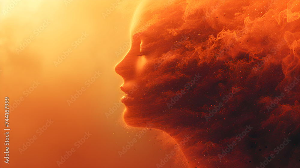 Outline of a human head containing a blow up the fire Outline of a human head containing a blow up the fire