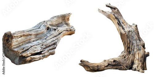 Driftwood Piece Set Isolated on Transparent or White Background, PNG © Custom Media
