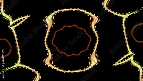 Moving and rotating abstract colorful patterns on a black background