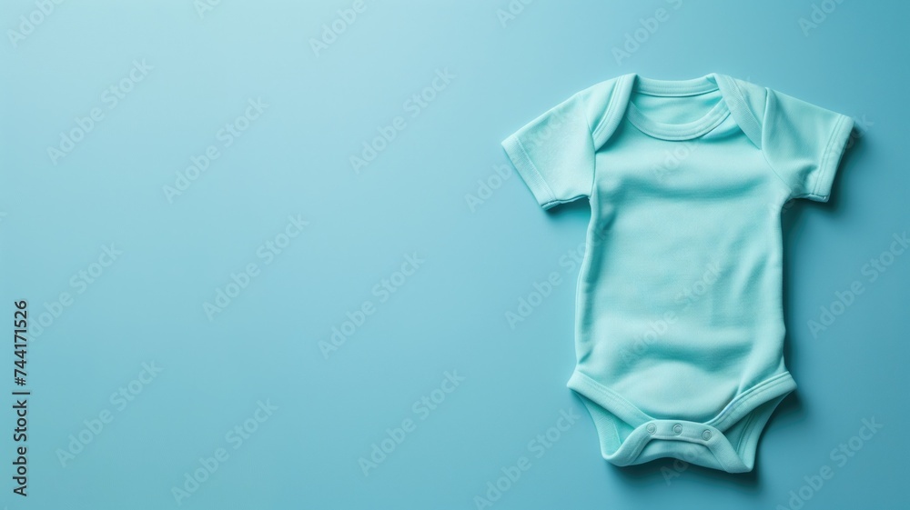 Baby blue onesie on a blue background Baby blue onesie on a blue background