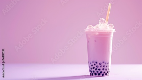 Bubble tea with pink background