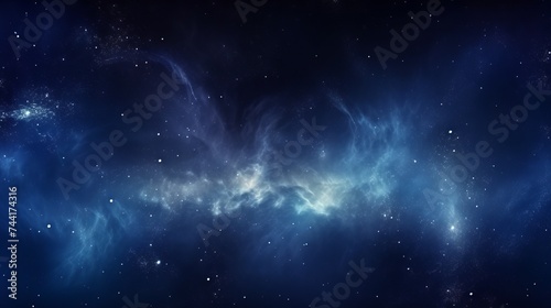 Panoramic view of the galaxy and star. Abstract space background.