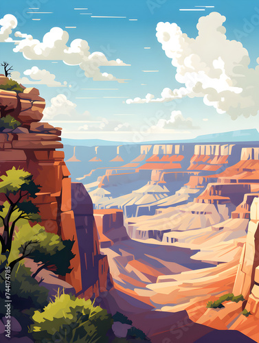 Illustration landscape view of Grand Canyon 