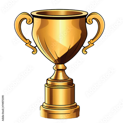 Awards, trophy cups, first place medals and podium winners set. Doodle gold medal and champion trophy cup. Hand drawn award decorative icons. Vector illustrations