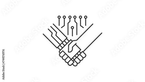 Robotic hand, Technology Hand, Smart Technology Hand. Hand connectivity icon. Welcome to AI World Illustration. 