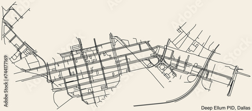 Street roads map of the DEEP ELLUM Public Improvement District neighborhood, DALLAS