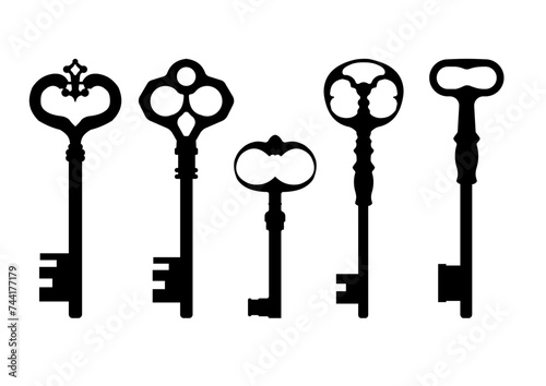 Set od silhouette of old key - vector illustration