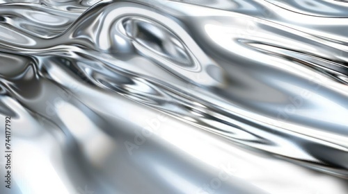 A realistic render of glossy chrome waves background, liquid chrome texture photo