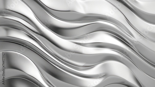 glossy white chrome waves background, liquid chrome texture