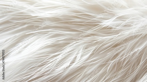A soft and dreamy macro feather textured background in white fur color