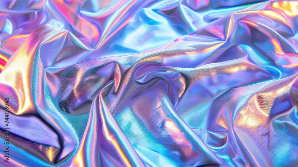 holographic silver textile seamlessly, this pattern adopts the style of ultraviolet photography, illuminated softly and enriched with a colorful scheme