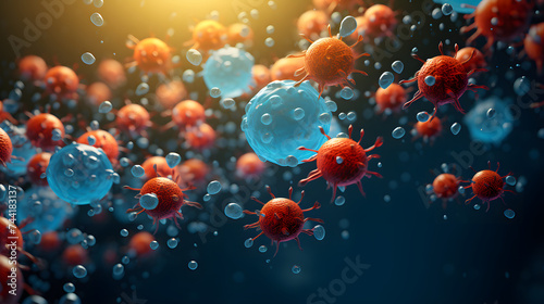 a 3d rendering of different cells in the ocean with color backgrounds