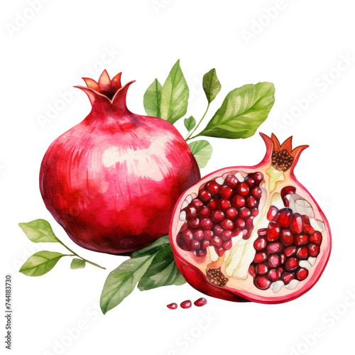 fruit - Wonderful.Pomegranate ., Pomegranate illustration watercolor
