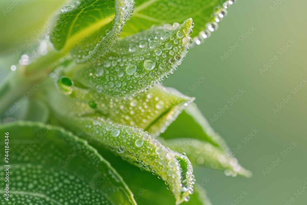 Macro shot of colorful plant with dew drops in detail Macro shot of colorful plant with dew drops in detail