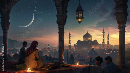 Muslim holiday with minaret...