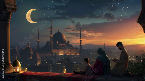 Family praying during Ramad...