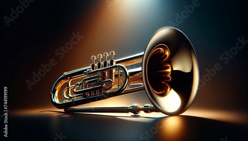 trombone em fundo iluminado photo