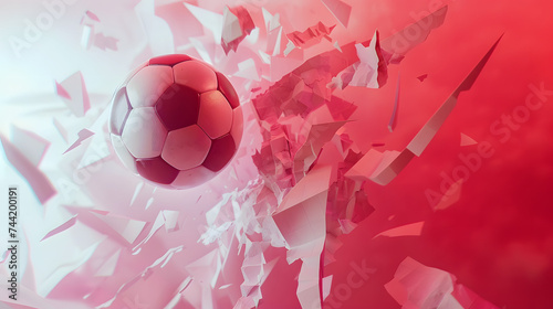Dynamic Soccer Ball Breaking Through Shattered Glass
