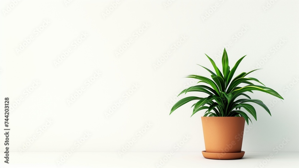 Houseplant in a terracotta pot against a white background