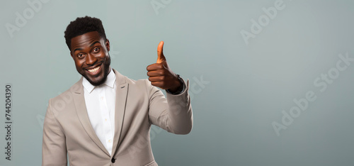 African American smiling man gives a thumbs up Generative AI
