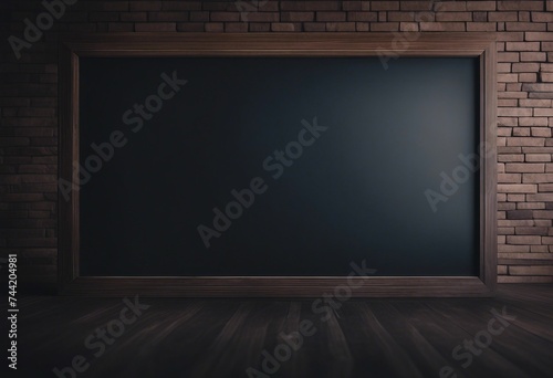Chalk black board blackboard chalkboard background Big black blank board on brick wall