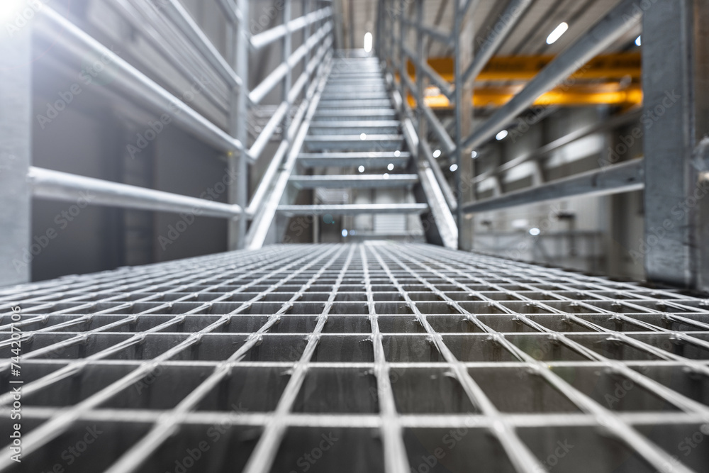metal industrial floor - grating - bridge truss