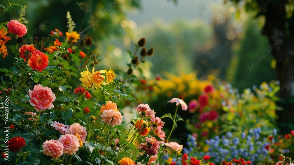 Beautiful flowers in a garden