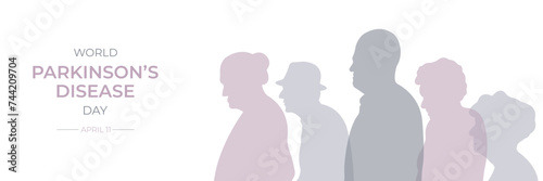 World Parkinson's Day. Vector illustration with silhouettes of elderly people.