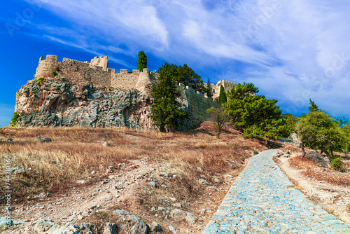 Ruins of Acropolis of Lindo, Rhodes, Dodecanese Islands, Greek Islands, Greece