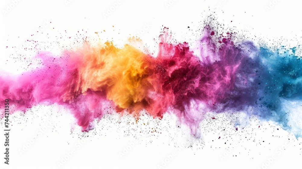 Color Powder Explosion Isolated on White Background 
