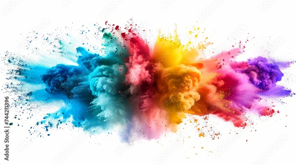 Color Powder Explosion Isolated on White Background 