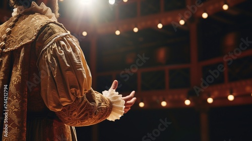 Actor in historical costume on stage