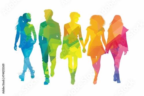 LGBTQ Pride cutting edge. Rainbow unbeatable value colorful maize yellow diversity Flag. Gradient motley colored essence LGBT rights parade festival floral diverse gender illustration