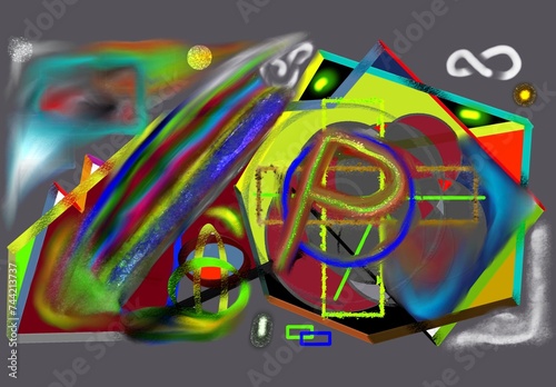 Sfondo grigio con forme e colori astratti
