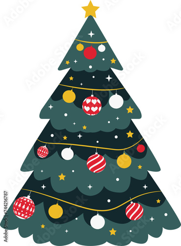 Christmas tree decoration illustration