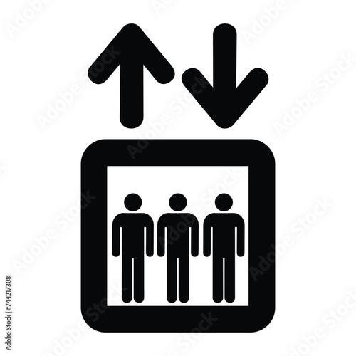 Elevator upward and downward sign. Lift symbol with arrows, isolated vector illustration