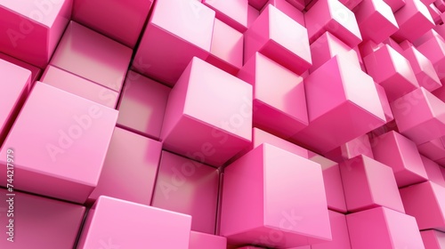 Obraz na płótnie Pink cubic abstract background. AI generative.