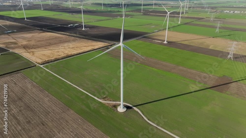 Large Big Wind Turbines in Rural Area Generating Sustainable Green Energy photo