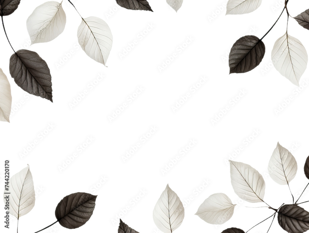 A black and white leaves isollated on the transparent background .