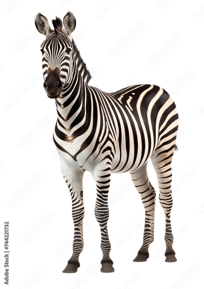 Fototapeta premium A close up of the zebra isollated on the transparent background